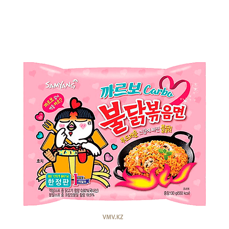 Лапша HOT CHICKEN RAMEN CREAMY CARBONADA розовая 140 г